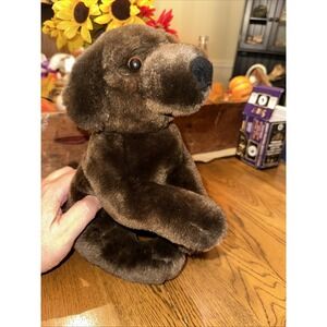 Toys R Us Brown Dog Plush  12" Stuffed Animal Chocolate Lab Black Nose 2011
